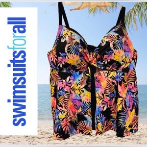 Swimsuits for All Plus Size Floral Bathings Suit Tankini Top Size 24